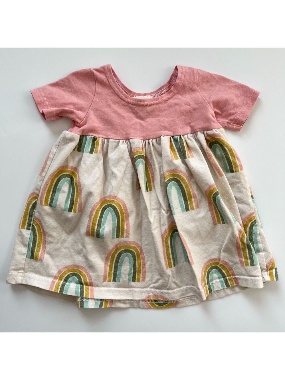 Pink and Rainbow Baby Dress